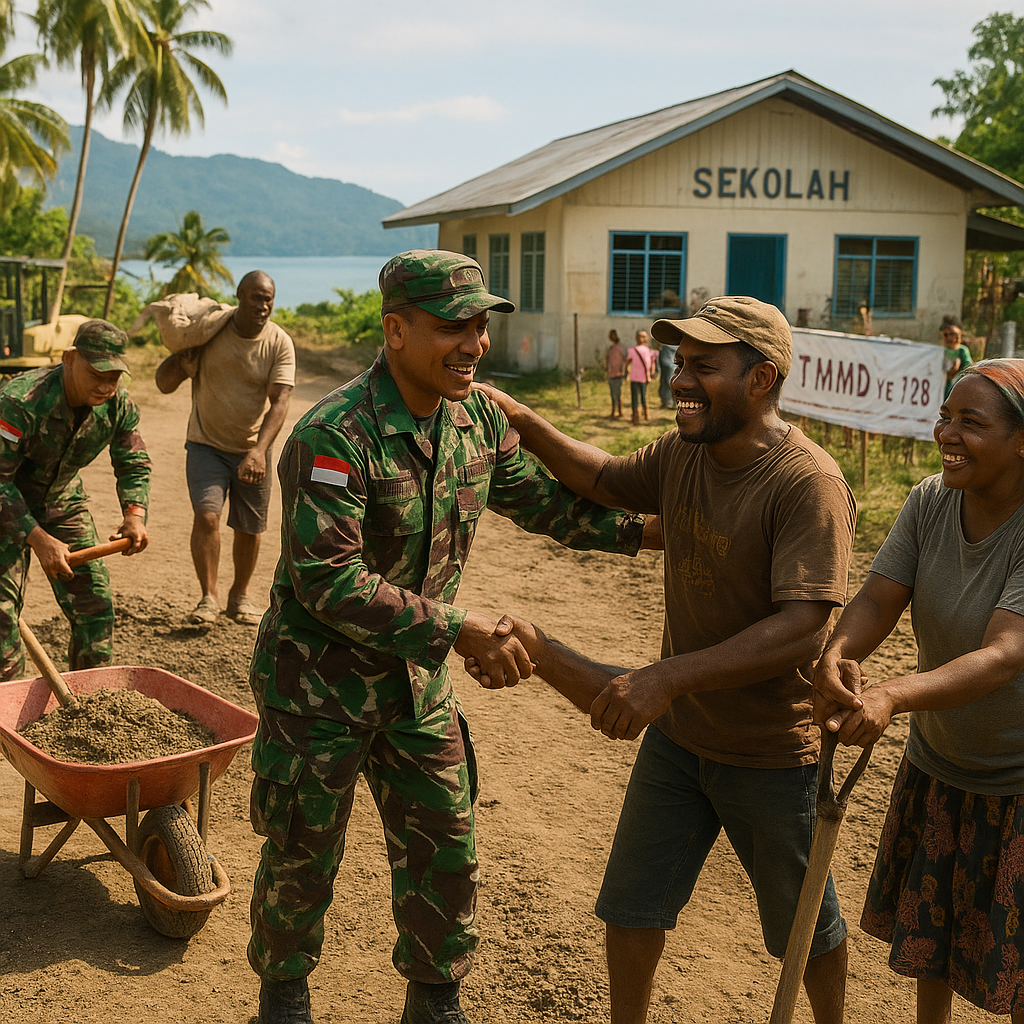 TMMD ke-128, Warga Papua Bahagia Jalan Menuju Pantai dan Sekolah Mulai Diperbaiki