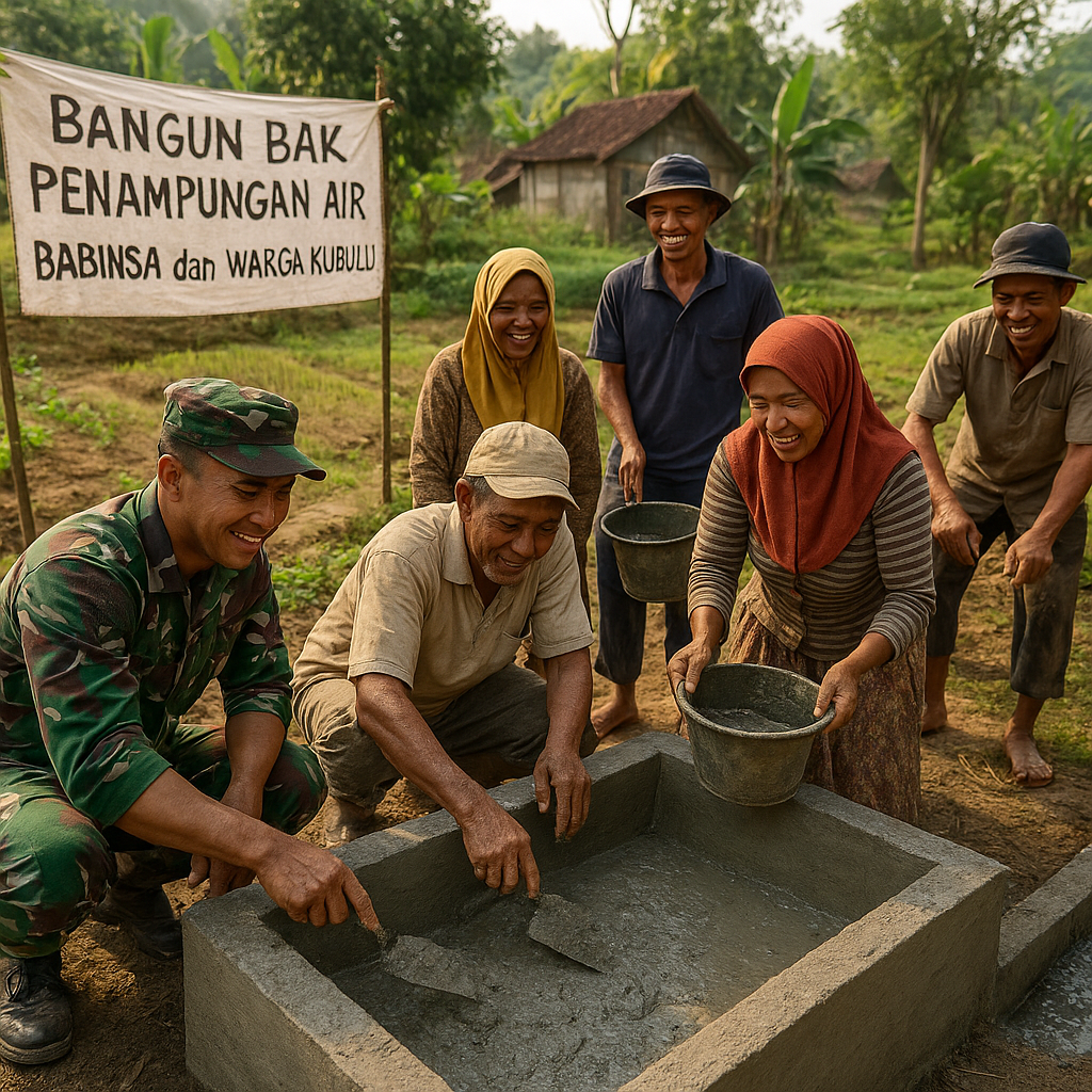 Bangun Bak Penampungan Air, Babinsa dan Warga Kurulu Perkuat Ketahanan Pangan