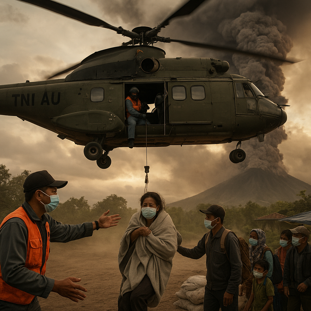 TNI AU Siagakan Helikopter untuk Evakuasi Korban Erupsi Gunung Dukono