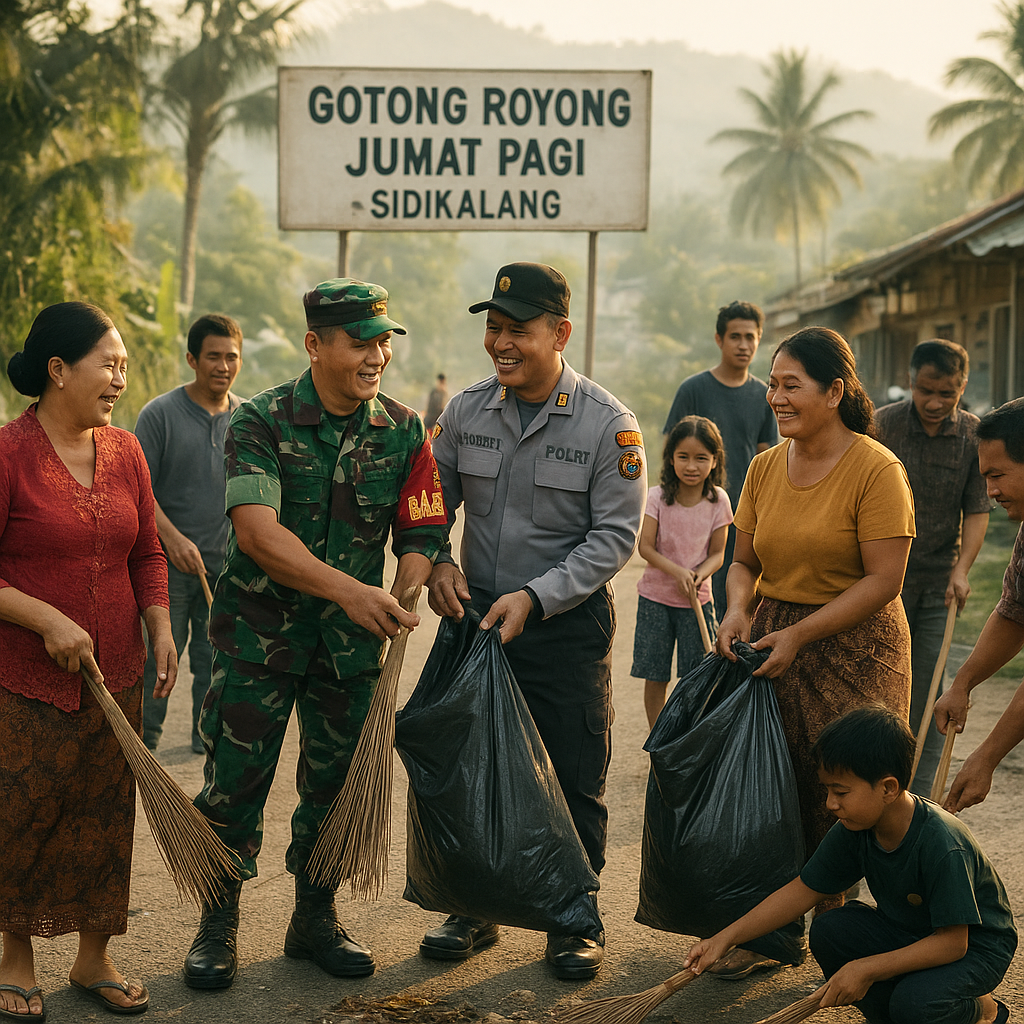 Gotong Royong Jumat Pagi di Sidikalang Berbeda, Babinsa dan Polisi Jadi Penggerak Utama Kebersihan
