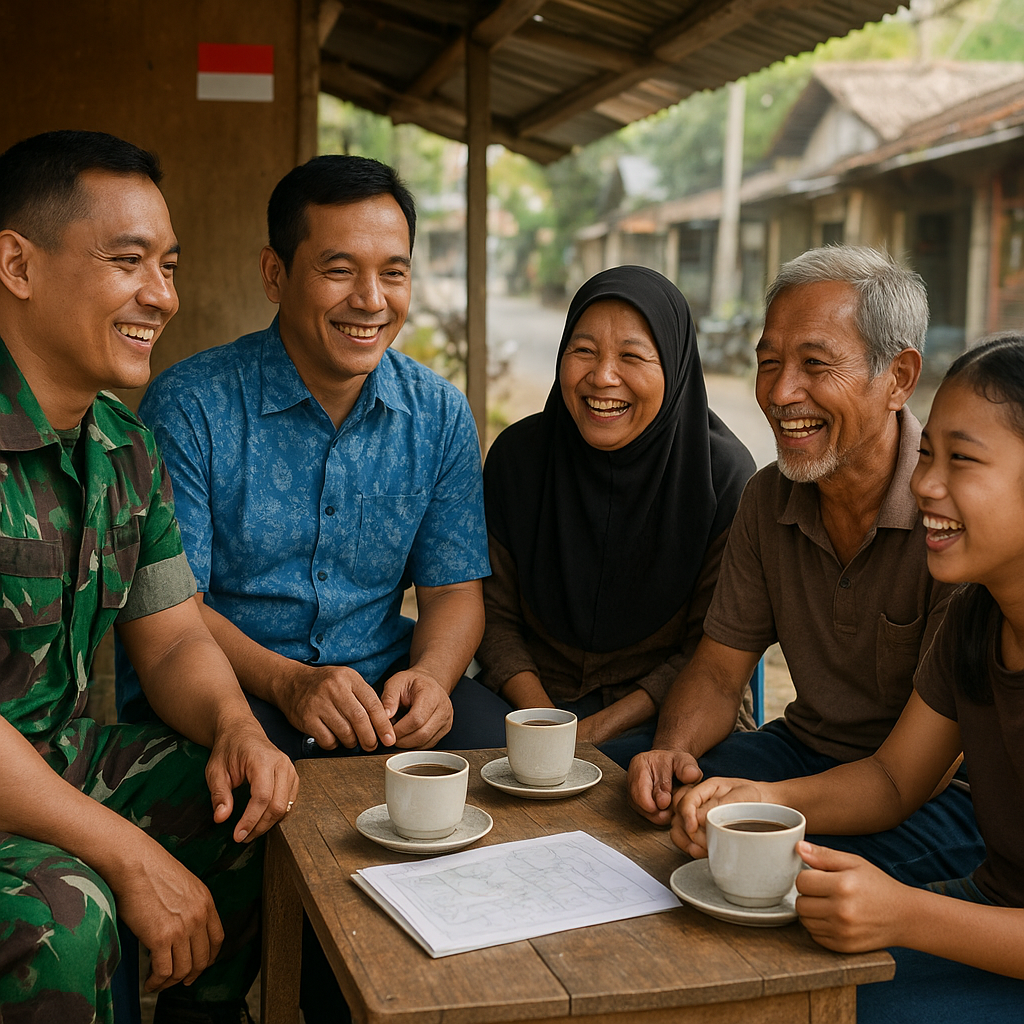 Sambil Ngopi Bareng, Babinsa Koramil 07/Salak Perkuat Sinergi TNI, ASN, dan Masyarakat