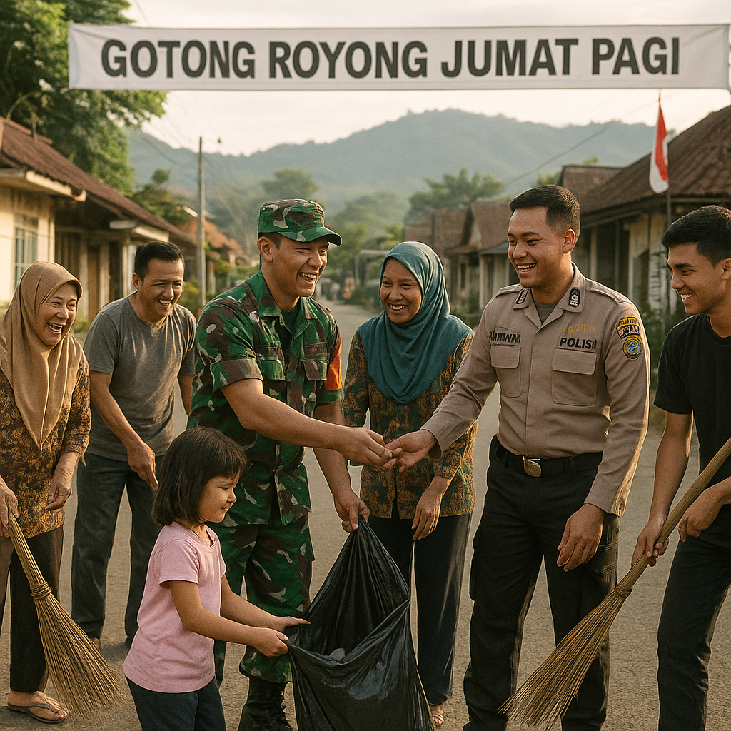 Gotong Royong Jumat Pagi di Sidikalang Berbeda, Babinsa dan Polisi Jadi Penggerak Utama Kebersihan