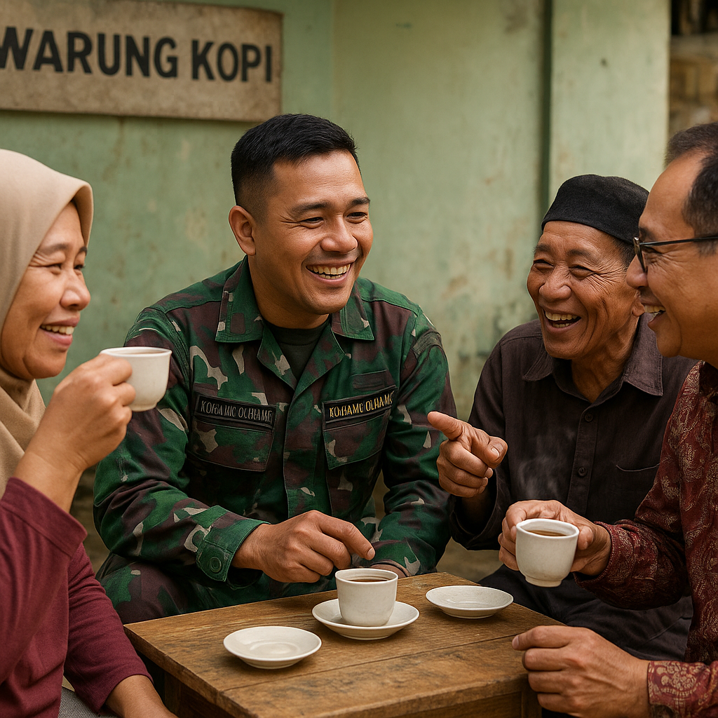 Sambil Ngopi Bareng, Babinsa Koramil 07/Salak Perkuat Sinergi TNI, ASN, dan Masyarakat