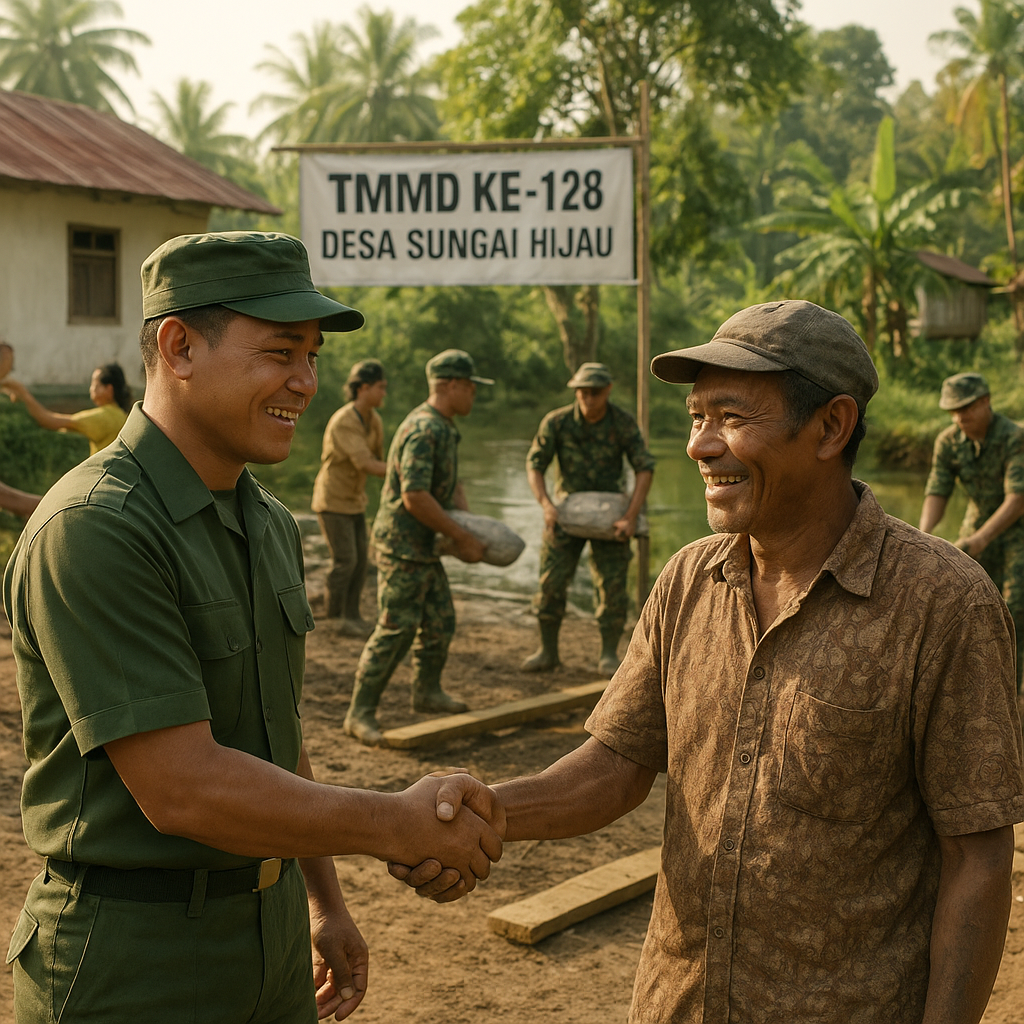 TMMD di Sungai Hijau: Warga dan TNI Gotong Royong Wujudkan Impian Desa