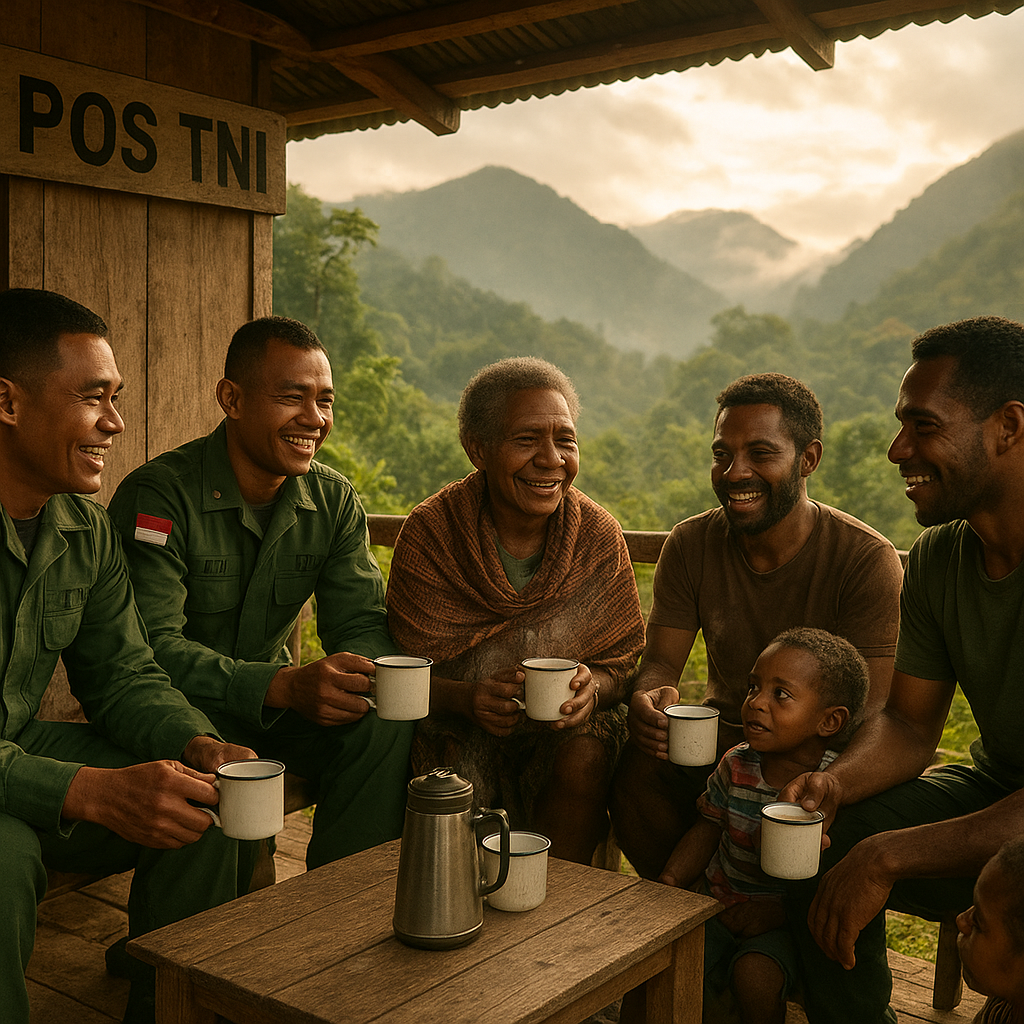 Hangatnya Kopi dan Cerita di Pos TNI Pedalaman Papua