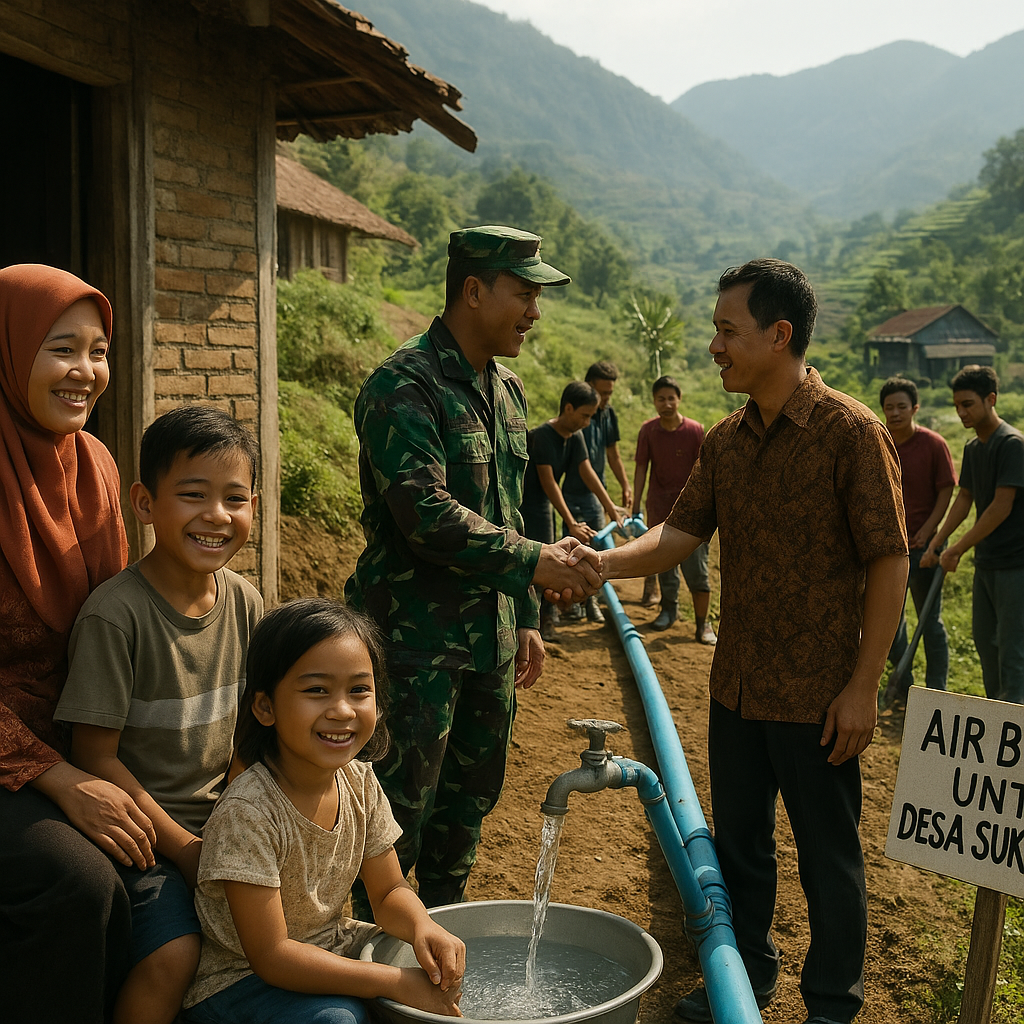 Jalur Air Bersih Hadir di Tengah Gunung, Berkat Kolaborasi TNI dengan Pemuda Desa