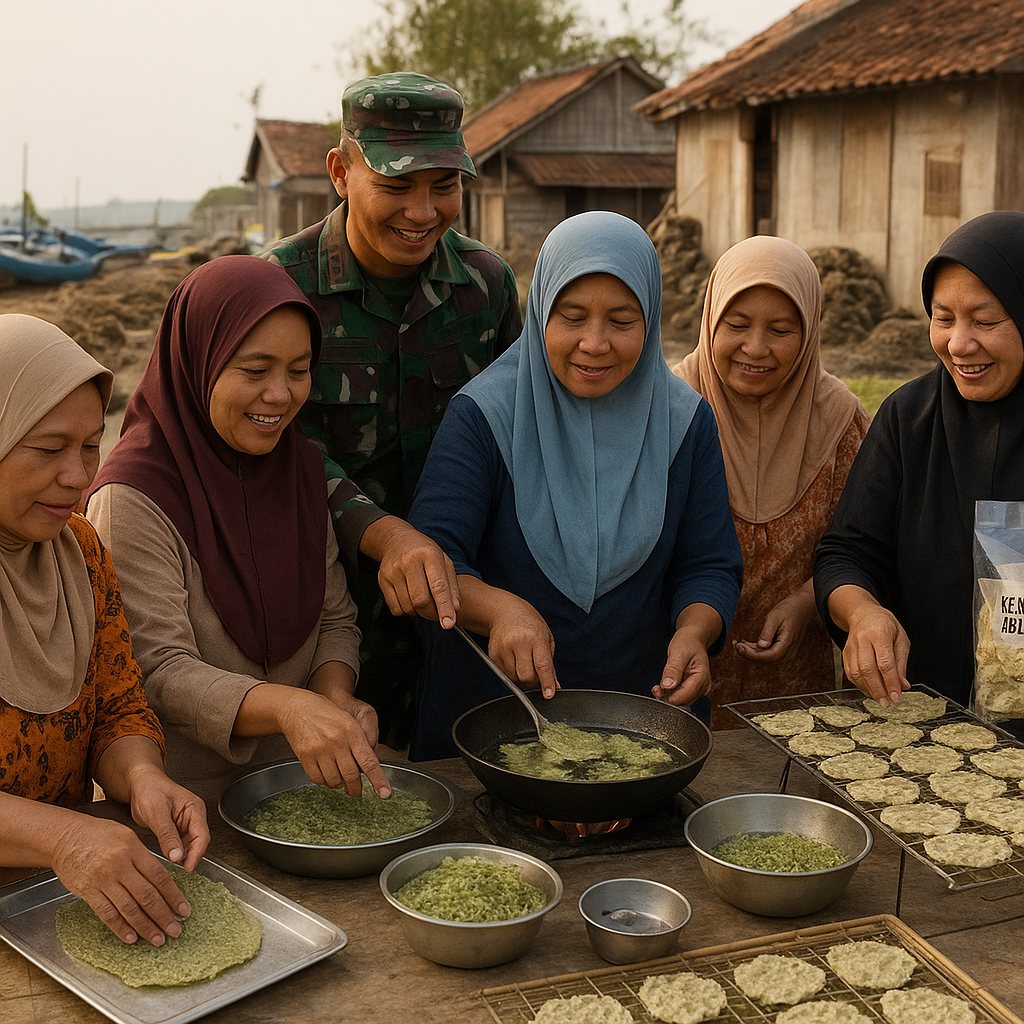 Ibu-ibu di Desa Pesisir Dilatih TNI Buat Kerupuk Rumput Laut, 'Sekarang Punya Penghasilan Sendiri'