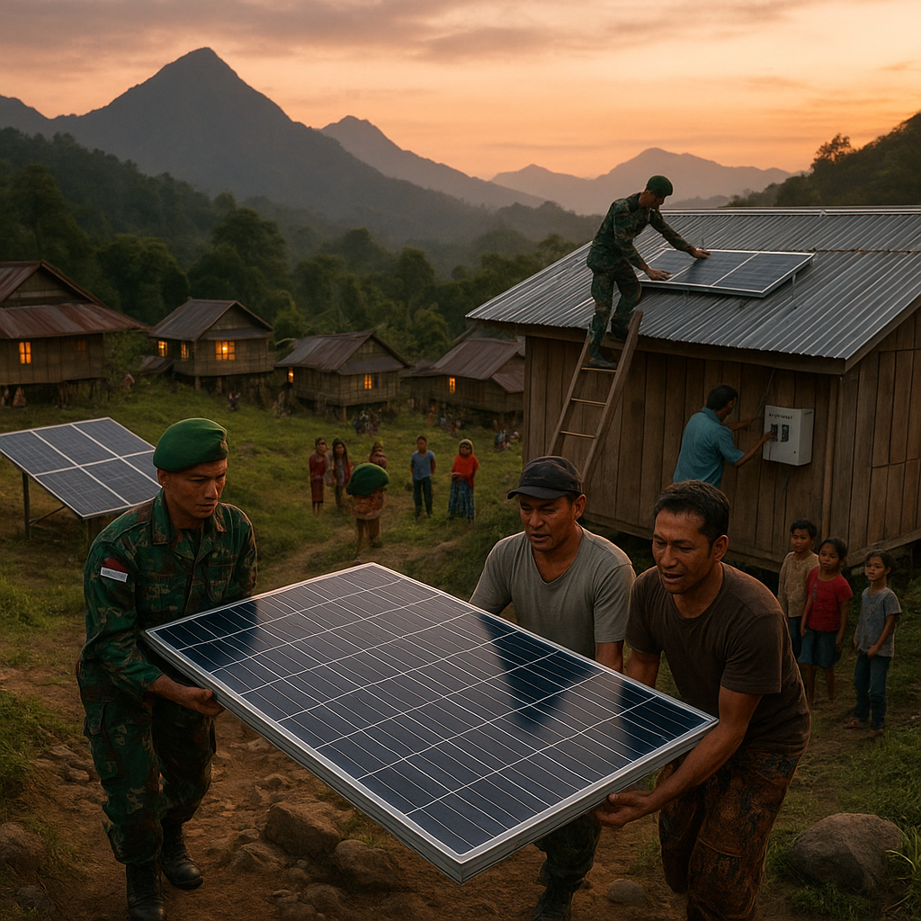 Di Balik Gunung, Ada Desa yang Baru Terdapat Listrik 4 Jam Sehari, TNI Bantu Pasang Panel Surya