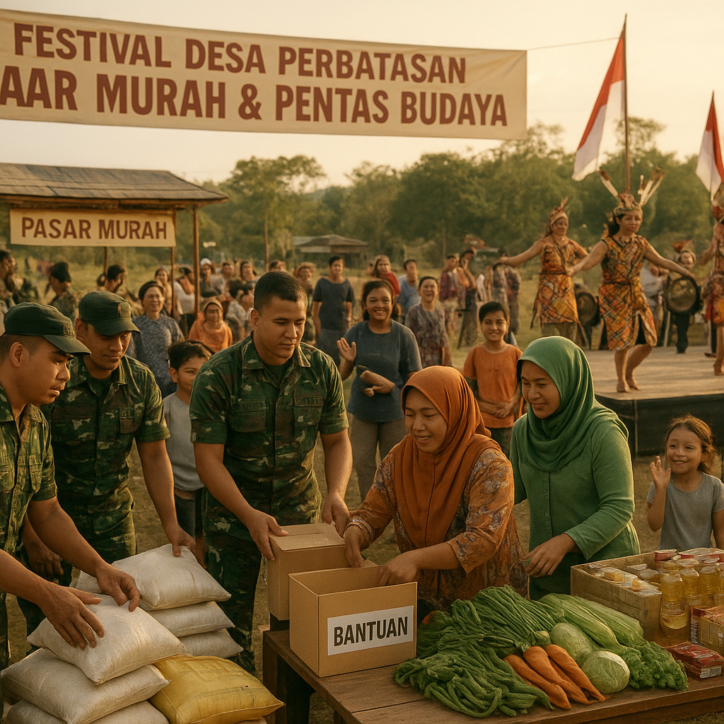 Festival Desa Perbatasan: TNI dan Warga Gelar Pasar Murah serta Pentas Budaya