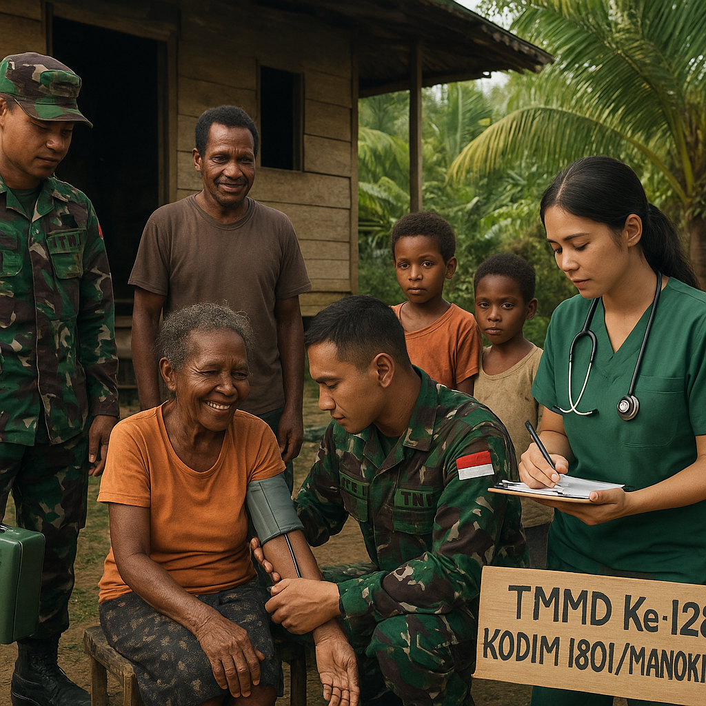 TMMD Ke-128 Kodim 1801/Manokwari Berikan Layanan Kesehatan ke Rumah Warga