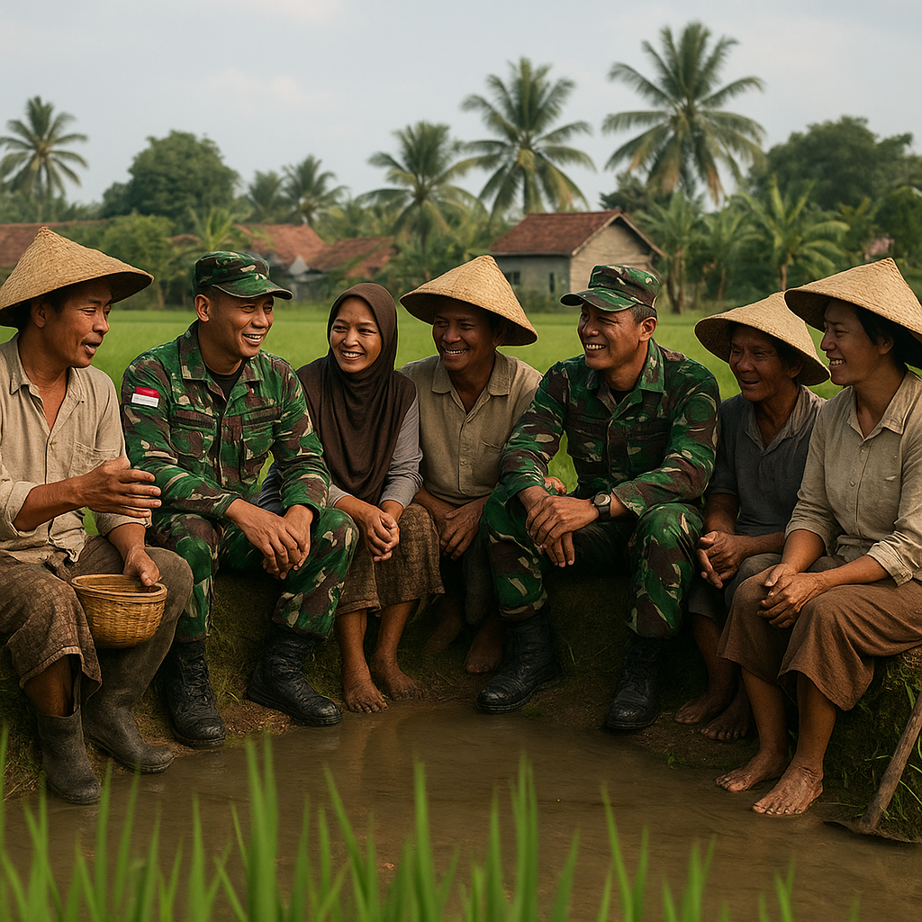 Duduk Bersama Petani di Tengah Sawah, Satgas TMMD Pati Bangun Kedekatan dengan Warga Desa Godo