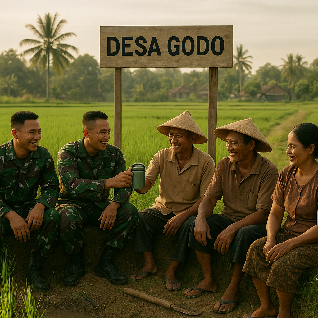 Duduk Bersama Petani di Tengah Sawah, Satgas TMMD Pati Bangun Kedekatan dengan Warga Desa Godo