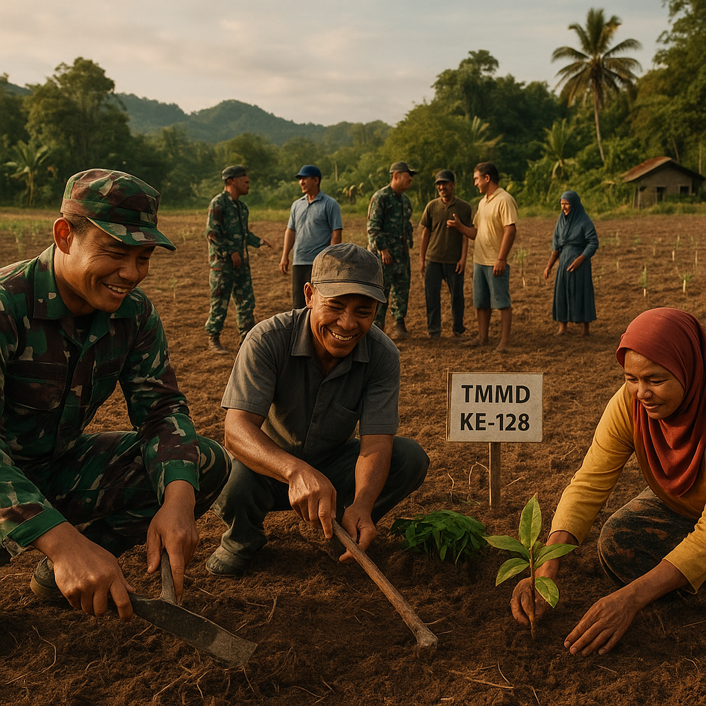 Bersama Warga, Satgas TMMD Ke-128 Manokwari Bersihkan Lahan 2 Hektare untuk Tanam Kakao