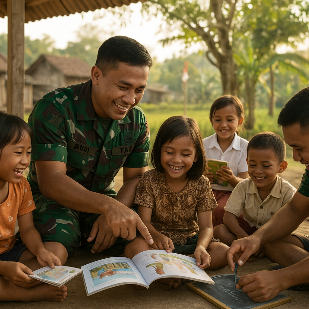 Cerita Hangat: Prajurit TNI Mengajar Anak-anak Desa Membaca