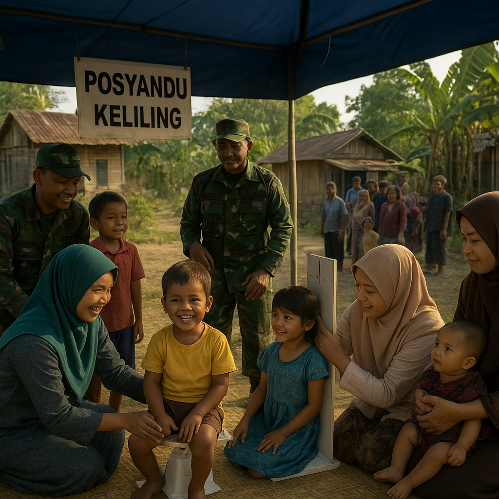 Senyum Anak-anak Perbatasan di Bawah Tenda Biru TNI