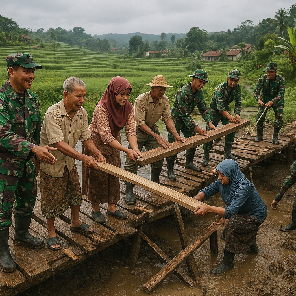 Jembatan Harapan: TNI dan Warga Garut Bersama Perbaiki Akses ke Ladang