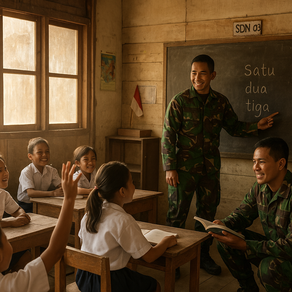 Prajurit TNI Jadi Guru Honorer Dadakan di SD Perbatasan Kalimantan