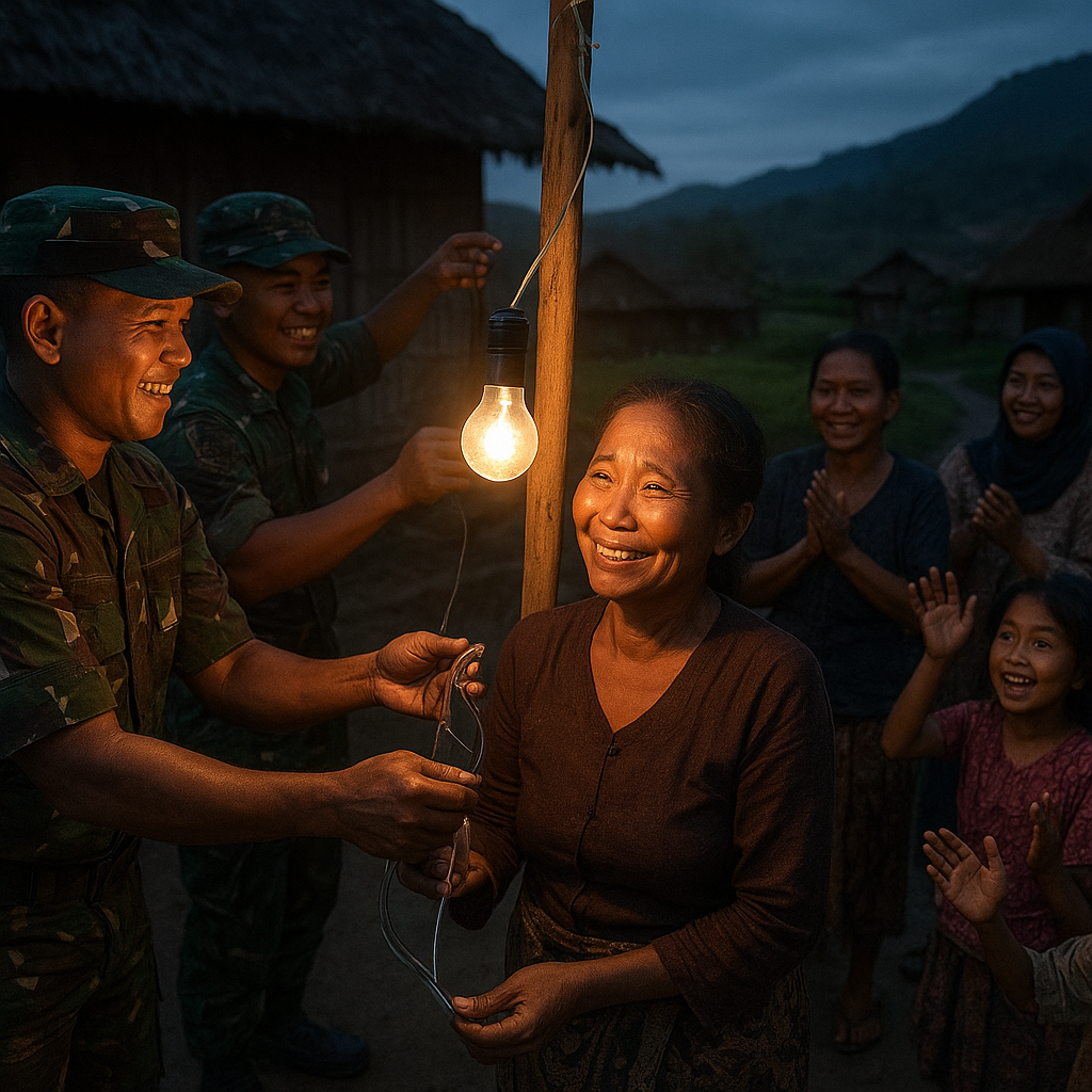 Senyum Manis Bu Sari Saat Lampu Pertama Kali Menyala di Dusun Terpencil
