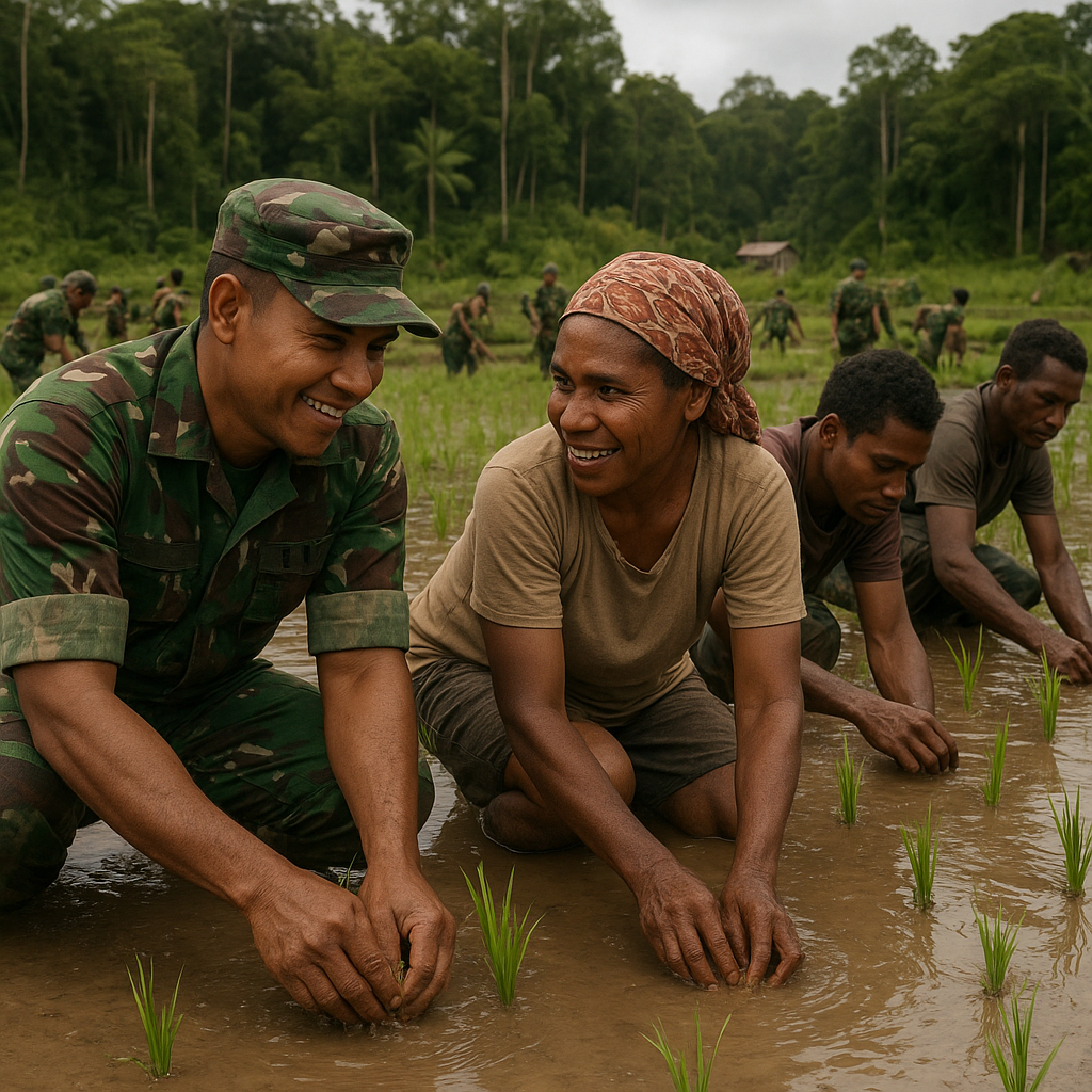 Prajurit Tanam Padi di Pinggiran Hutan Kimaam, Warga Papua: 'Sekarang Kami Ada Teman Bercocok Tanam'