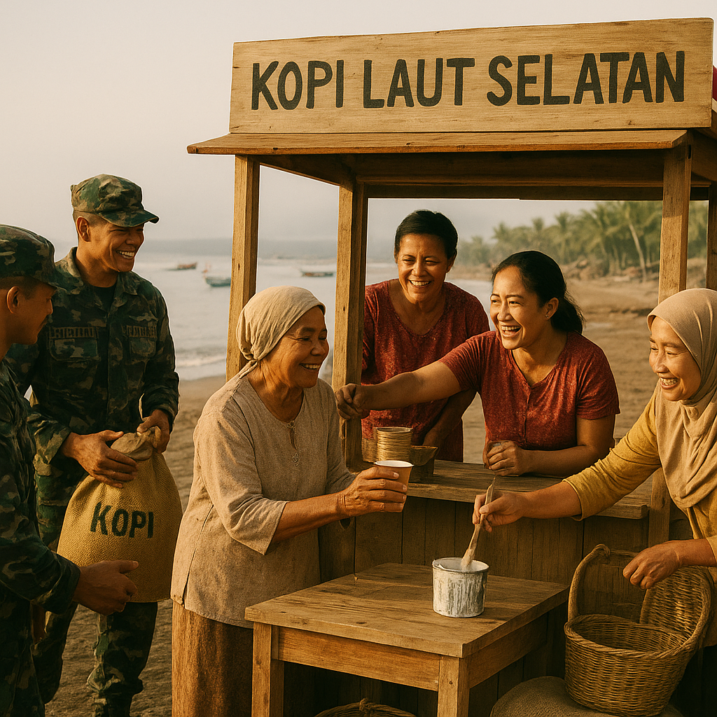 Dari Hati ke Hati: Prajurit Marinir Bantu Ibu-ibu di Pesisir Cilacap Dirikan Warung Kopi