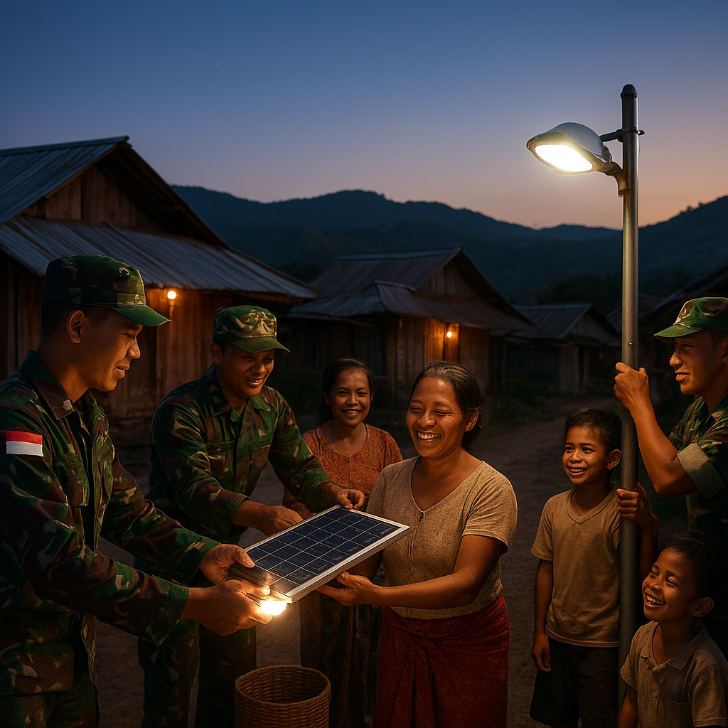 Kilas Pelosok: Listrik Tenaga Surya dari TNI Menerangi Malam di Dusun Terpencil Flores