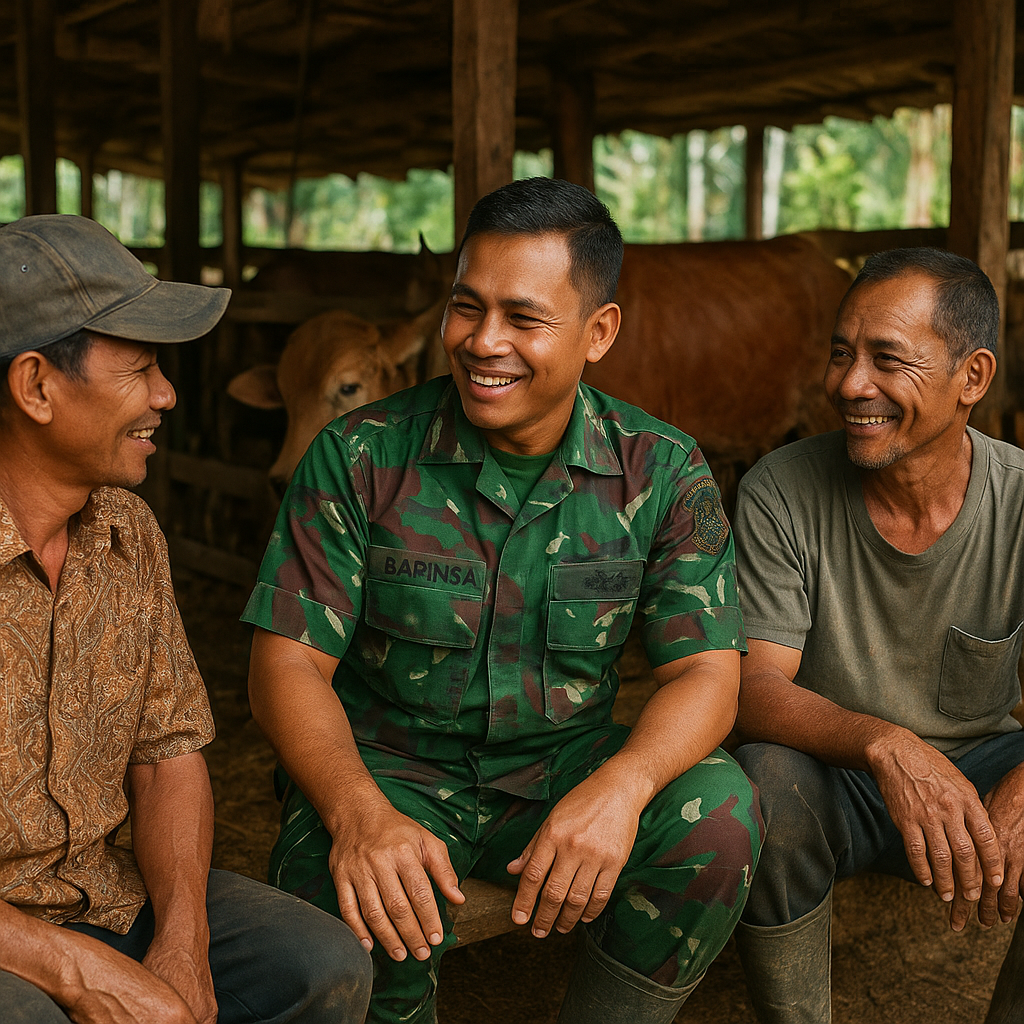 Eratkan Silaturahmi, Babinsa Komsos Bersama Warga Peternak Sapi