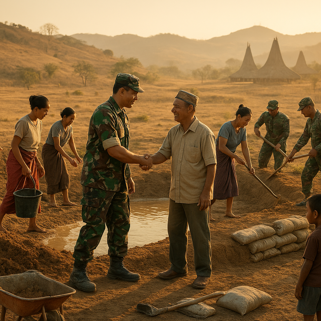TNI AD Bantu Warga di Sumba Timur Atasi Kekeringan dengan Pembuatan Embung