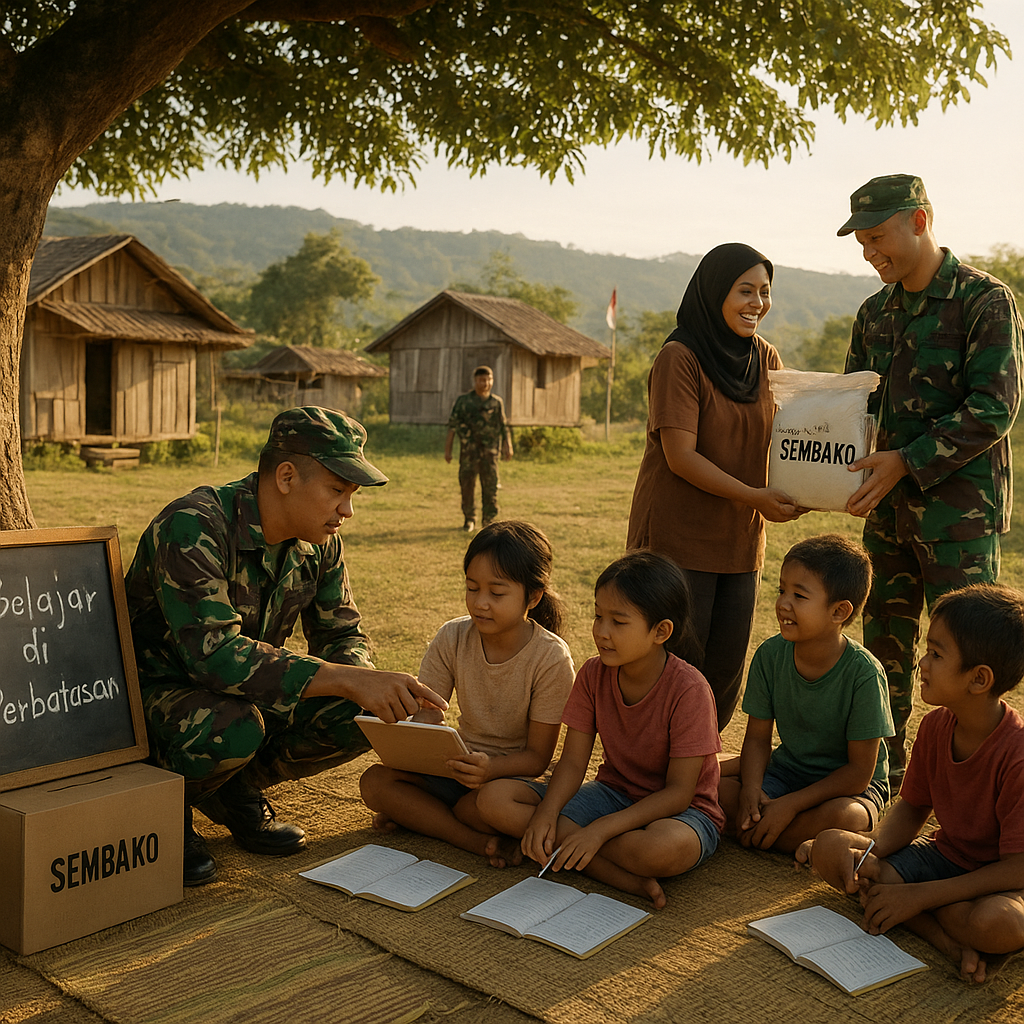 Kisah Rombongan TNI di Perbatasan, Kirim Bantuan Sembako Sambil Dampingi Anak-Anak Belajar