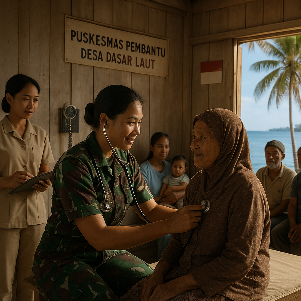 Dokter TNI Jalani Praktik Bergilir di Puskesmas Pembantu Desa-Dasar Laut Maluku