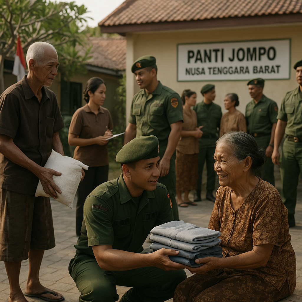 Kisah Hangat TNI Bagikan Sembako dan Baju Layak Pakai di Panti Jompo Nusa Tenggara Barat