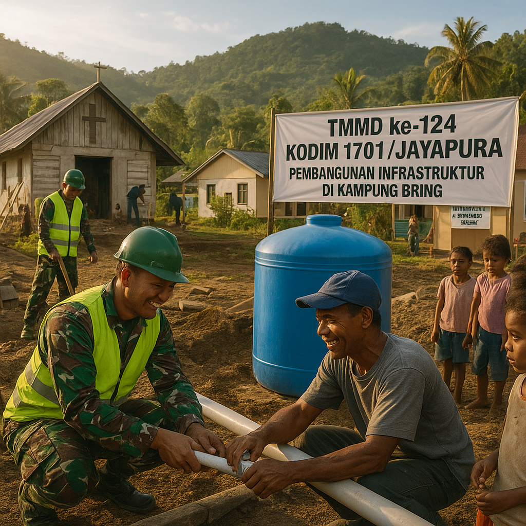 Kodim 1701 Jayapura Bangun Infrastruktur Dasar di Kampung Bring