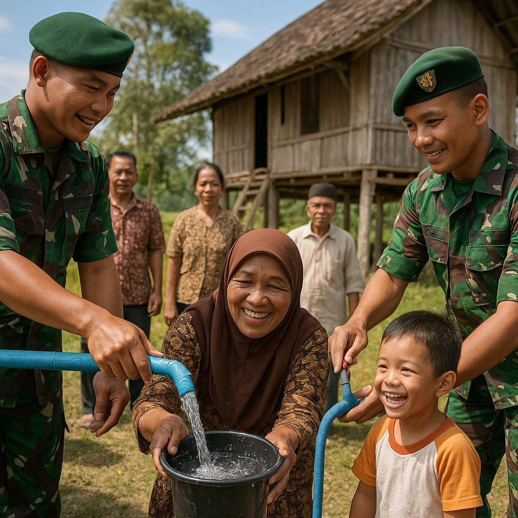 Program Teritorial TNI Membantu Warga Desa dalam Pengelolaan Air Bersih