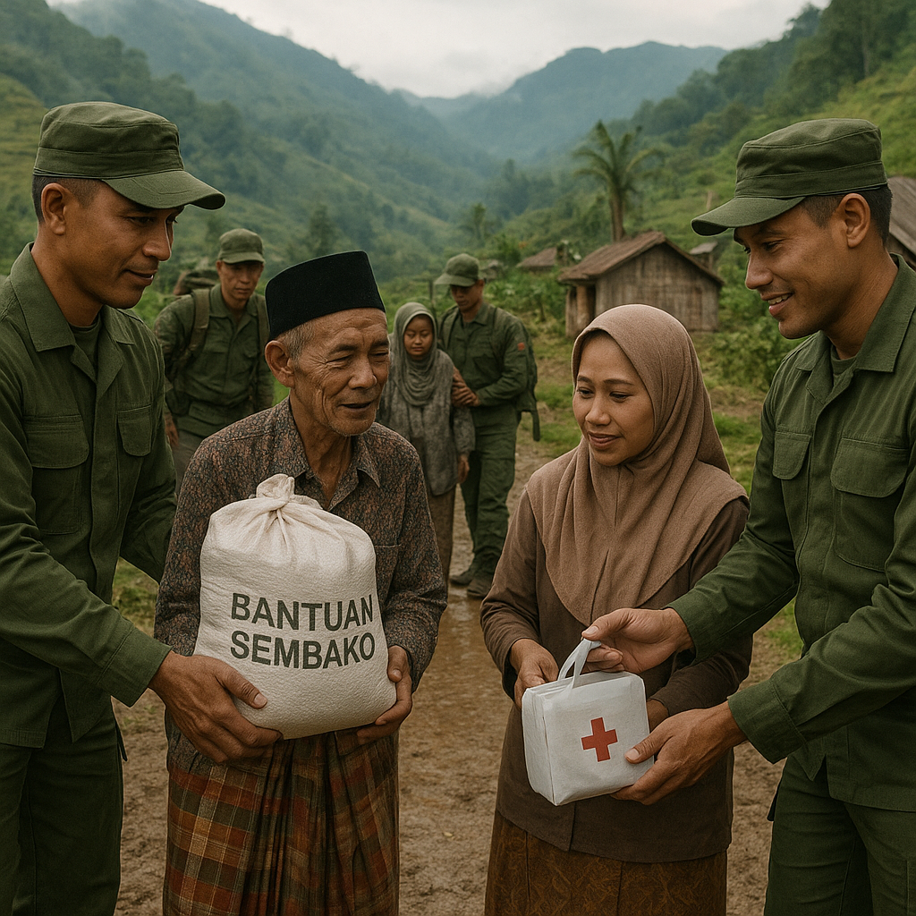 Bantuan Sembako dari TNI untuk Warga Desa Terisolasi di Pegunungan Aceh