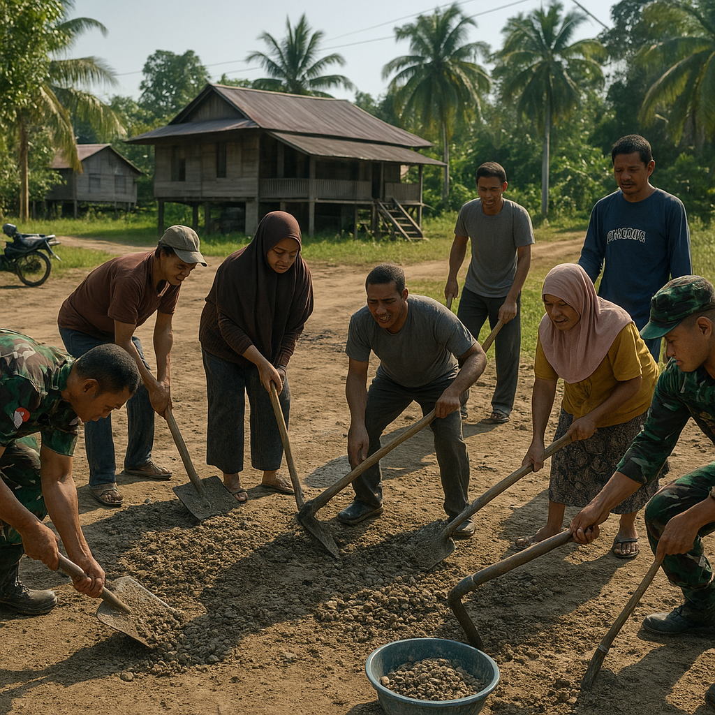 Aspirasi Warga Desa Pinggiran: "Jalan Rusak, TNI Bantu Perbaiki dengan Swadaya"