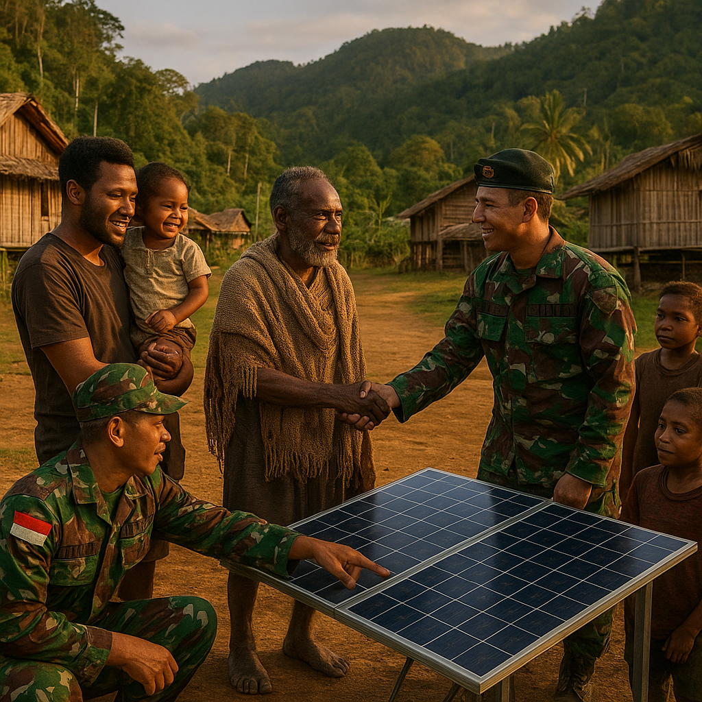 Kabar dari Desa Terpencil: Listrik Tenaga Surya dari Program TNI Mulai Beroperasi