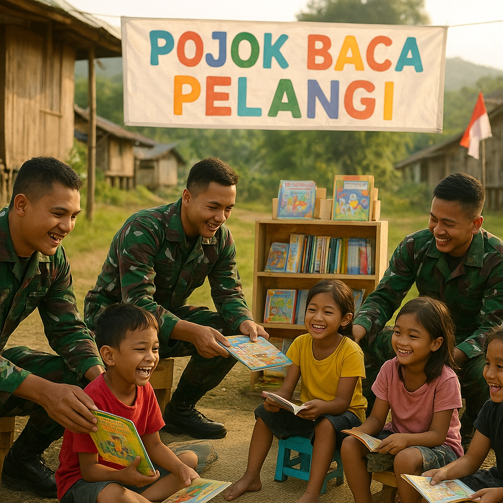 Senyum Anak-Anak Perbatasan Ditemani Buku dari Prajurit TNI