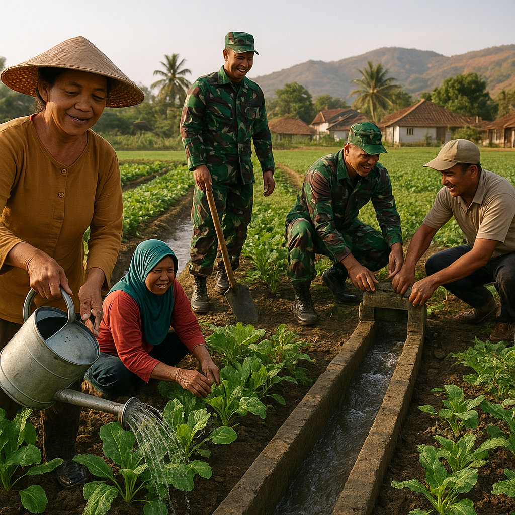 Jaringan Irigasi dari TNI Ubah Lahan Kering Jadi Kebun Sayur Warga