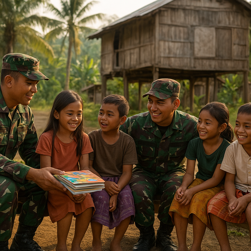 Senyum Anak-Anak Dusun Terpencil di Aceh Barat Daya Ditemani Prajurit TNI