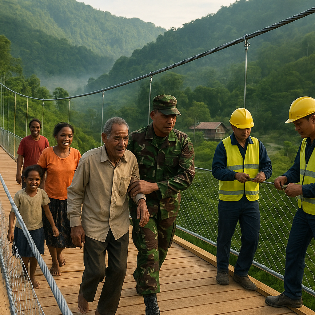Jembatan Gantung Diperbaiki, Warga Desa di Pegunungan Papua Tak Lagi Menyeberang dengan Hati Berdebar