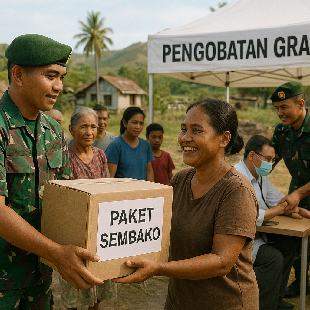 TNI AD Bagikan Ribuan Paket Sembako dan Gelar Pengobatan Gratis di Flores Timur