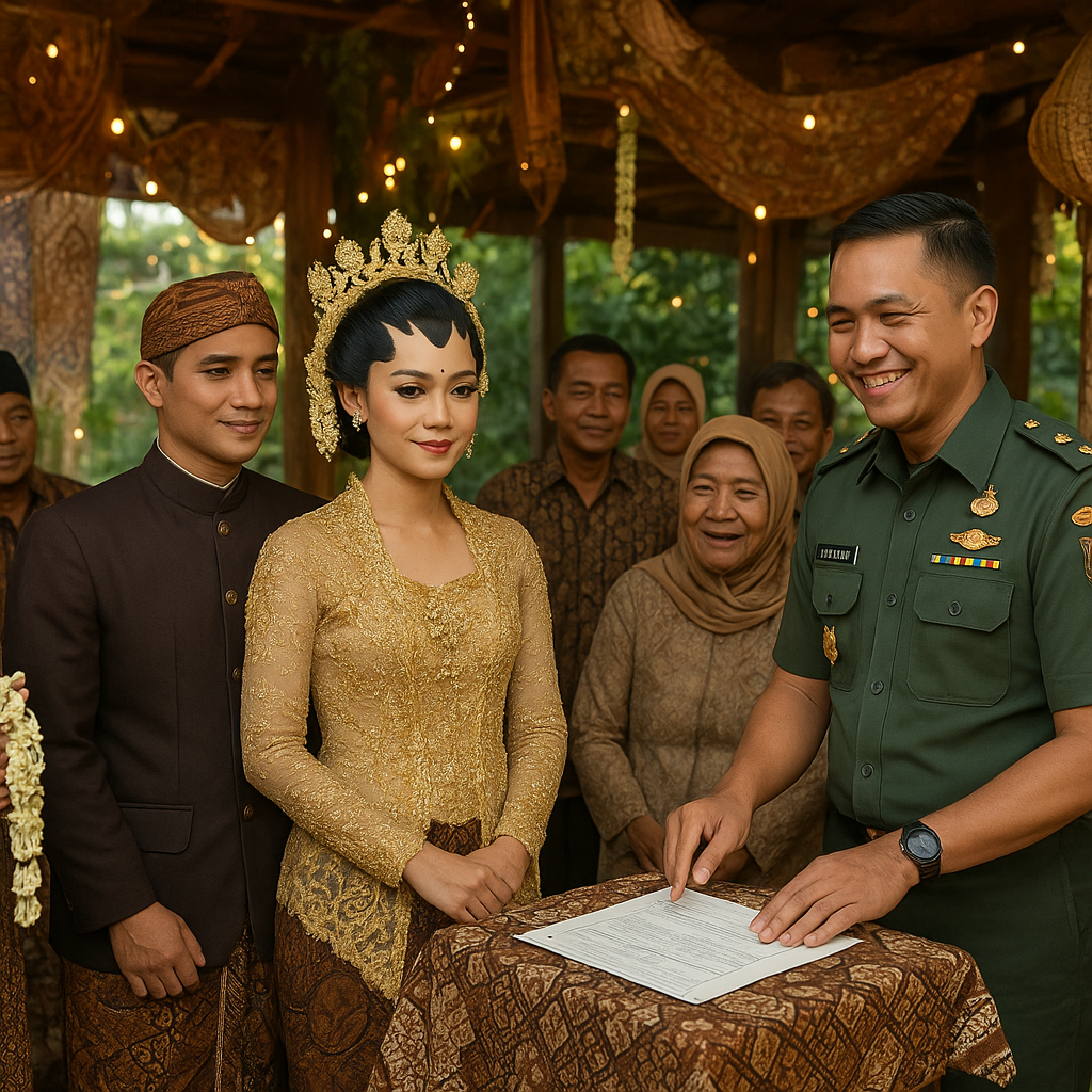 Dandim Blora Jadi Saksi Pernikahan Adat, Pererat Kekerabatan dengan Masyarakat