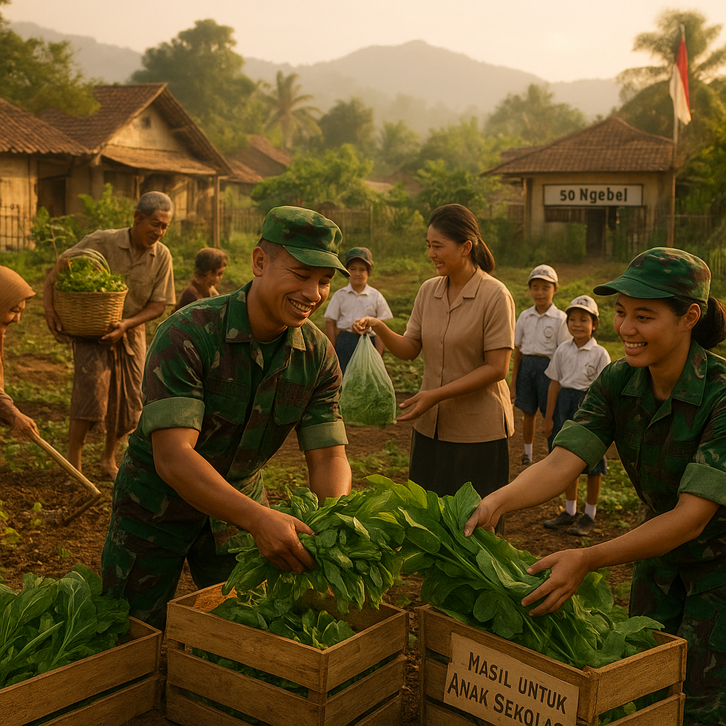TNI dan Warga Ngebel Olah Kebun Sayur Bersama, Hasilnya untuk Anak Sekolah