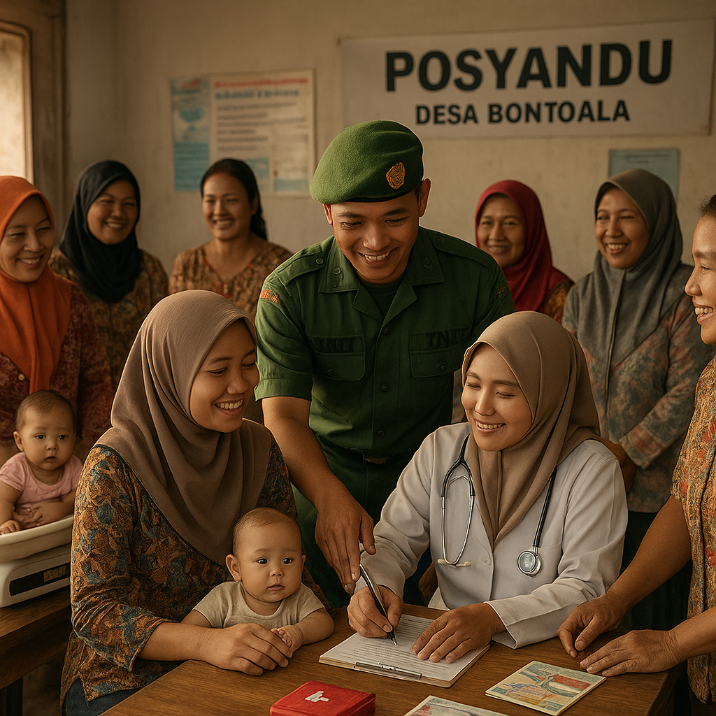 Kegiatan Posyandu Dukung TNI: Ibu-Ibu di Desa Sambut Antusias