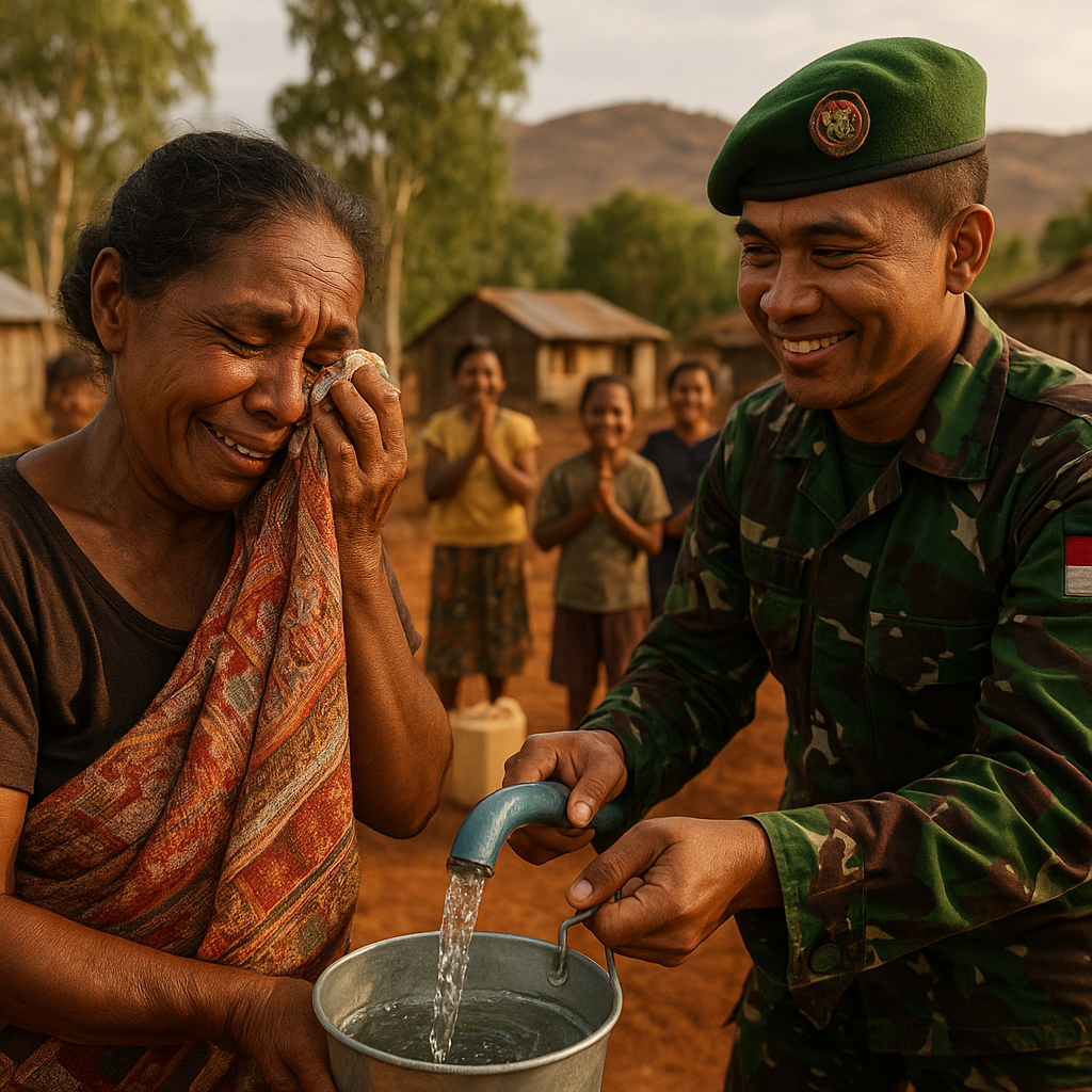 Air Mata Bahagia Ibu Ranti di Belu, Sumur TNI Bantu Warga yang Kesulitan Air Bersih
