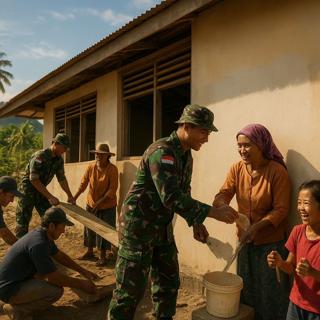 Gemuruh Tawa di Balai Desa: TNI Bantu Perbaiki Sekolah Rusak di Flores