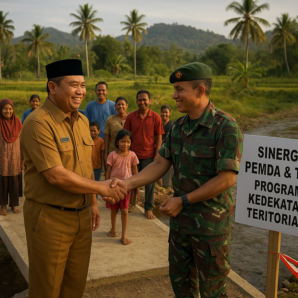 Bupati Apresiasi Peran TNI Dalam Membangun Jembatan Penghubung Dusun Terisolir