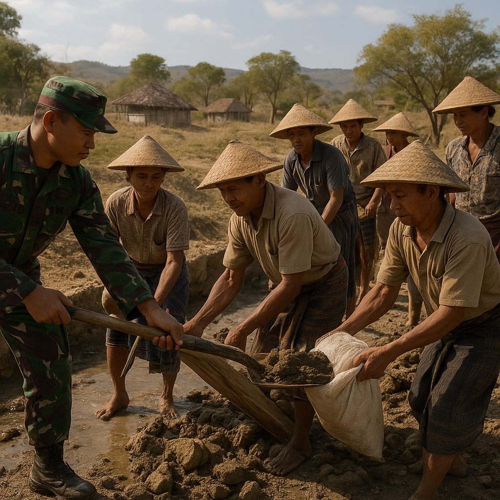 TNI Bantu Petani di Sumba Timur Perbaiki Jaringan Irigasi yang Rusak