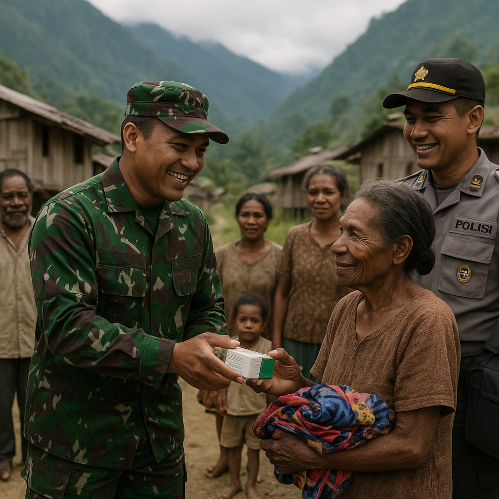 Patroli Penuh Senyum: Dokter TNI Bawa Obat dan Baju ke Kampung Modusit di Pegunungan Bintang