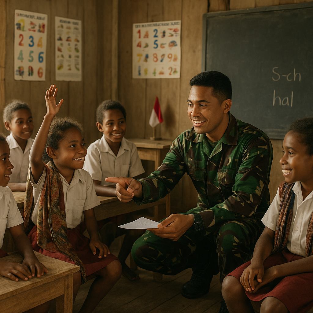 Kisah Prajurit TNI Jadi Guru Dadakan di Sekolah Perbatasan Papua, Ajar Anak-anak Sambil Jaga Negeri