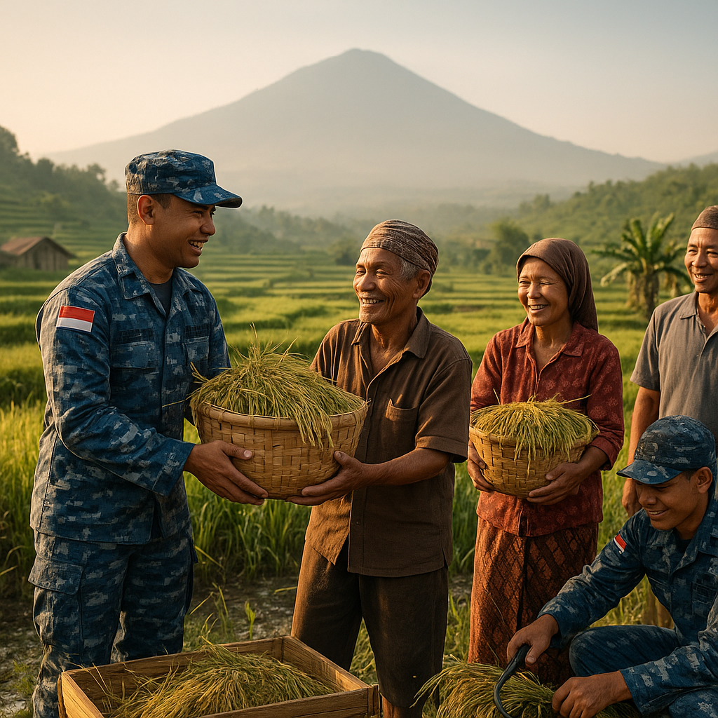 Prajurit TNI-AU Bantu Panen Raya di Lahan Pertanian Warga Lereng Lawu, Perkuat Kemandirian Pangan
